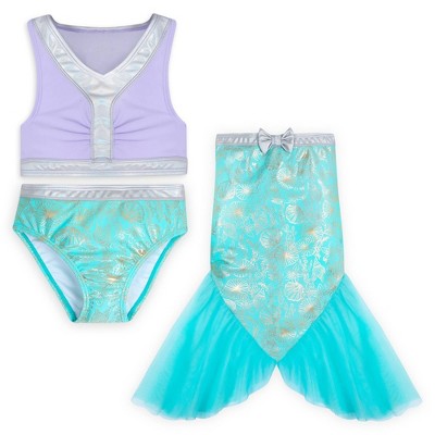 Girls The Little Mermaid Ariel 3pc Swim Set Teal Blue purple