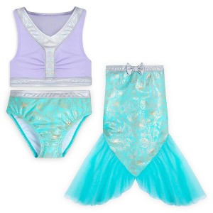 Girls' The Little Mermaid Ariel 3pc Swim Set - Teal Blue/Purple - Disney Store - 1 of 4