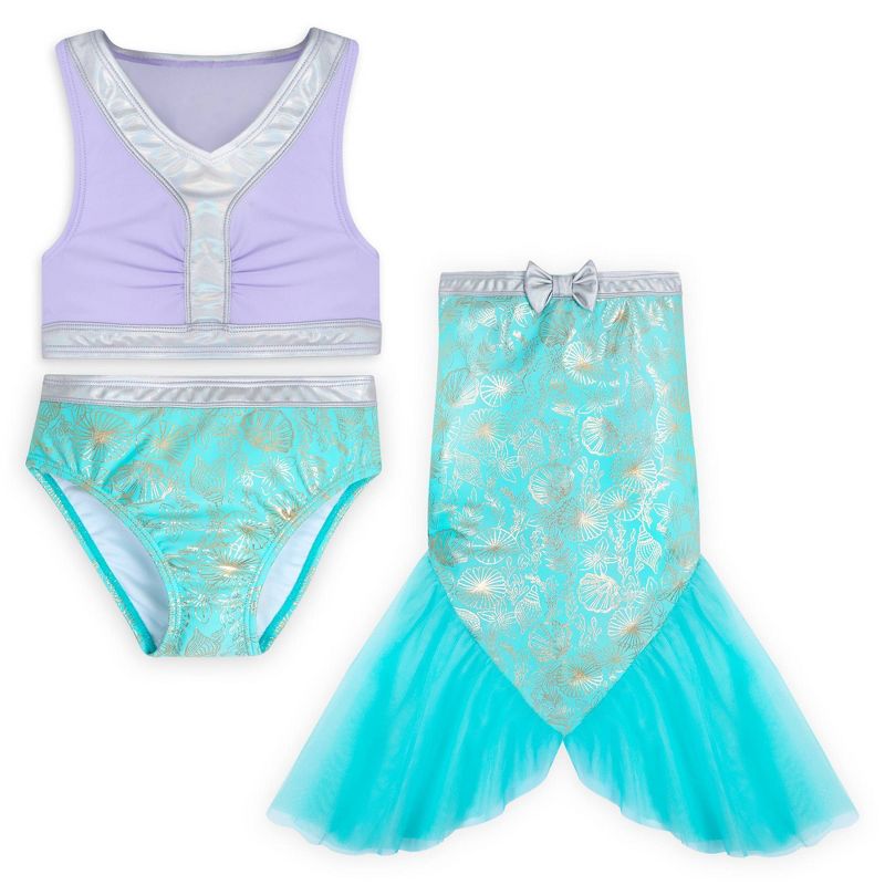 Girls&#39; The Little Mermaid Ariel 3pc Swim Set - Teal Blue/Purple - Disney Store, 1 of 9
