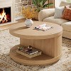 Hommoo 2-Tier Round Coffee Table Light Brown - 4 of 4