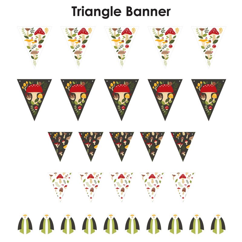 Big Dot of Happiness Wild Mushrooms - DIY Red Toadstool Party Pennant Garland Decoration - Triangle Banner - 30 Pieces, 2 of 9