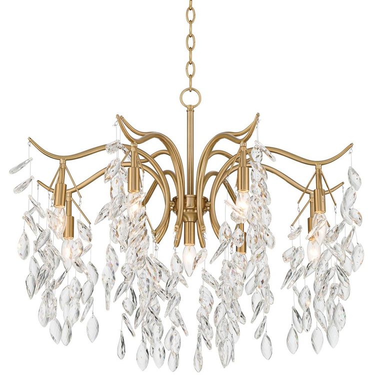 Vienna Full Spectrum Rysa Warm Brass Chandelier 30 1/2" Wide Modern Clear Crystal 9-Light Fixture for Dining Room House Foyer, 1 of 9