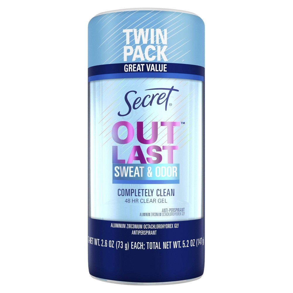 Secret Outlast Clear Gel Antiperspirant & Deodorant for Women Completely Clean - 2.6/2pk