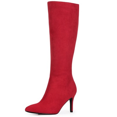 BLISSFUL STEP Classic Pointed Toe Stiletto Heel Knee High Boots for Women