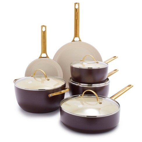 Greenpan Reserve 10pc Hard Anodized Healthy Ceramic Nonstick Cookware Set  Merlot Purple : Target