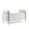 VYNXARIA Elegant Upholstered Linen Storage Bench with Cylindrical Arms and Iron Legs for Hallway Living Room Bedroom - 3 of 4