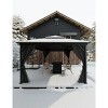Gazebo for All Weather, with Double Metal Roof, Net, and Curtain, Permanent Building for Patio - 4 of 4