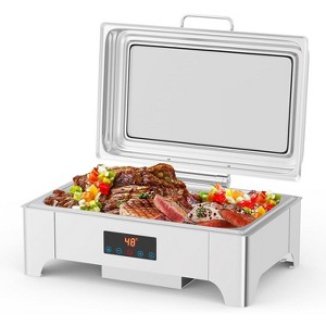 Electric Roll Top Chafing Dish Buffet Set with Touch Screen, Catering Food Warmer with 1 Full Size and Glass Window for Party, Wedding - 1 of 4