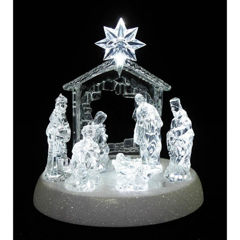 Northlight 7.5" Clear Battery Operated LED Lighted Christmas Nativity Scene, 3 of 4