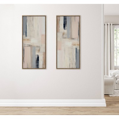 Sylvie Rustic Melody Gold Framed Abstract Canvas Art 18x40