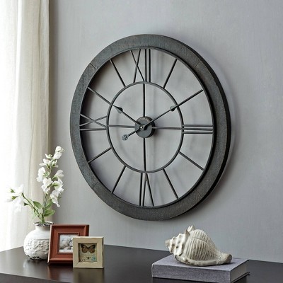 Timeworn Farmhouse Cottage Wall Clock Black - FirsTime