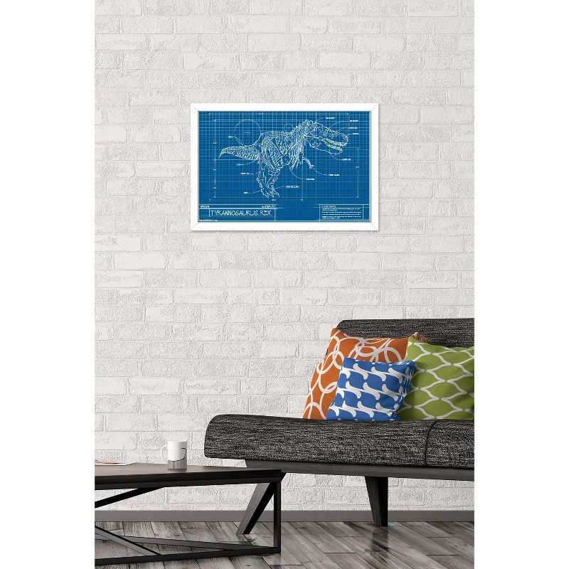 Trends International T-Rex - Blueprint Illustration Framed Wall Poster Prints, 2 of 7