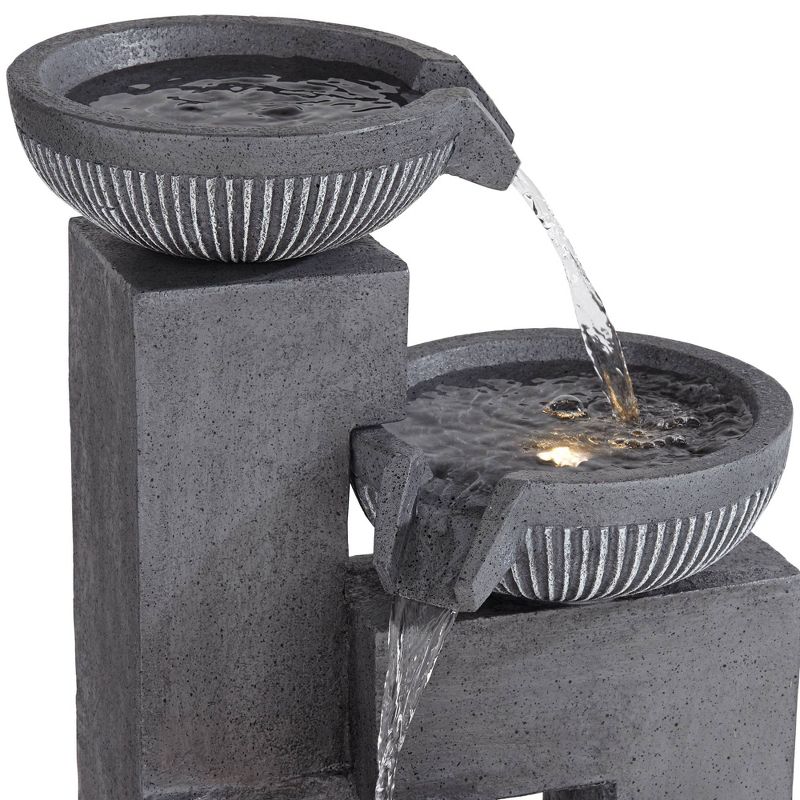 John Timberland Casava Modern 4-Bowl Cascading Outdoor Floor Water Fountain with LED Light 33" for Yard Garden Patio Home Deck Lawn Porch, 5 of 11