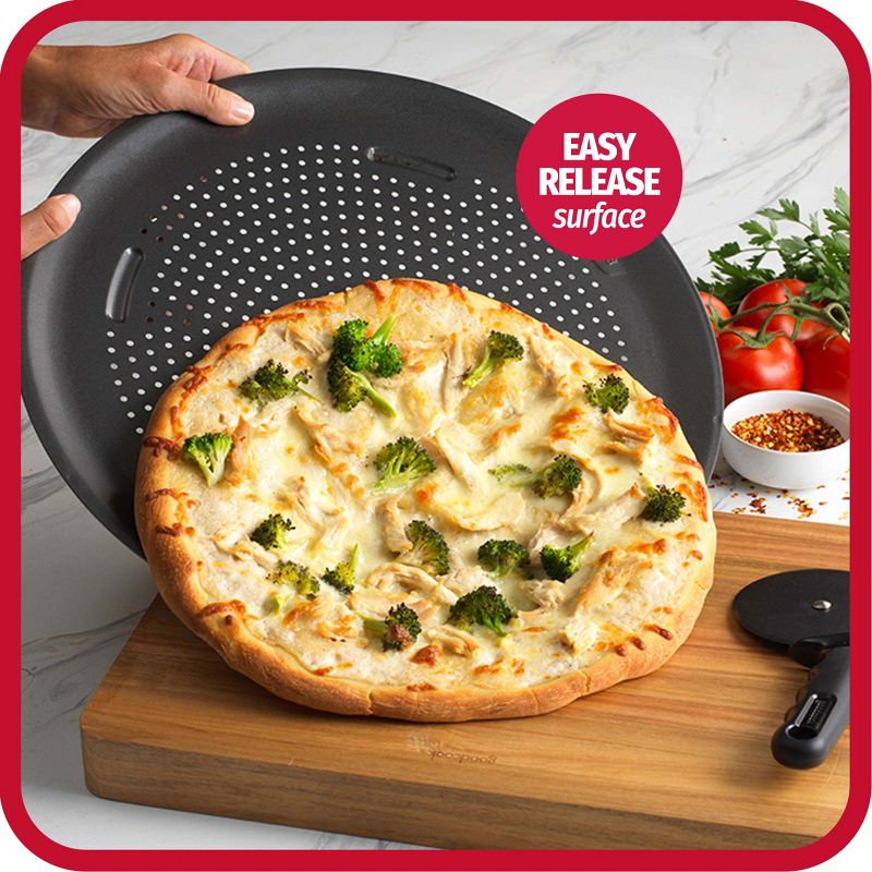 GoodCook 15.75&#34; Large Nonstick Carbon Steel Ready Air Perfect Pizza Pan Gray, 3 of 10