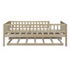 Twin Size Wood Daybed with Trundle and Fence Guardrails Gray - 4 of 4