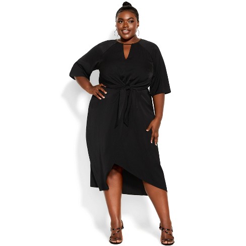 City Chic Women s Plus Size Sleek Tie Dress Black 20w Target