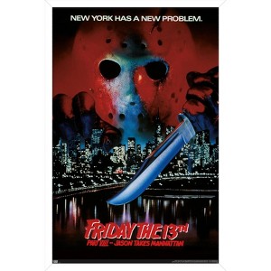 Trends International Friday The 13th Part VIII: Jason Takes Manhattan - One Sheet Framed Wall Poster Prints - 1 of 4