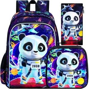 Generic 3Pcs Boys Backpack, 16" Panda School Backpacks with Lunch Box - 1 of 4