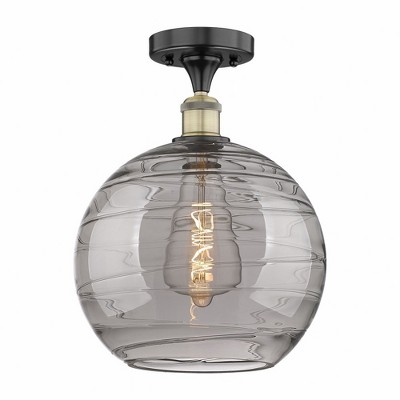 Athens Deco Swirl - 1 Light Semi-Flush Mount In Industrial Style-13.5 Inches Tall and 12 Inches Wide