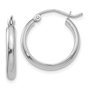 Black Bow Jewelry 2.75mm x 20mm Polished 14k White Gold Domed Round Tube Hoop Earrings - 1 of 4