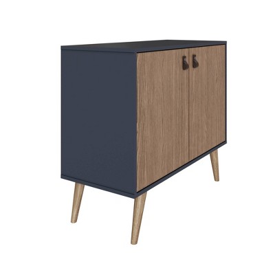 Amber Blue and Natural Eucalyptus Wood Buffet Sideboard