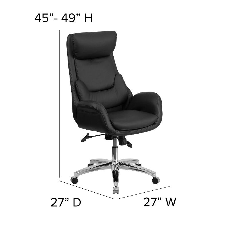 Flash Furniture High Back LeatherSoft Executive Reclining Ergonomic Swivel Office Chair with Arms, 5 of 12
