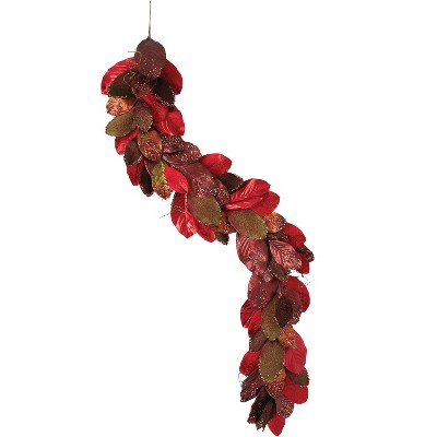 Sullivans Artificial Magnolia Leaf Garland 78"L Red