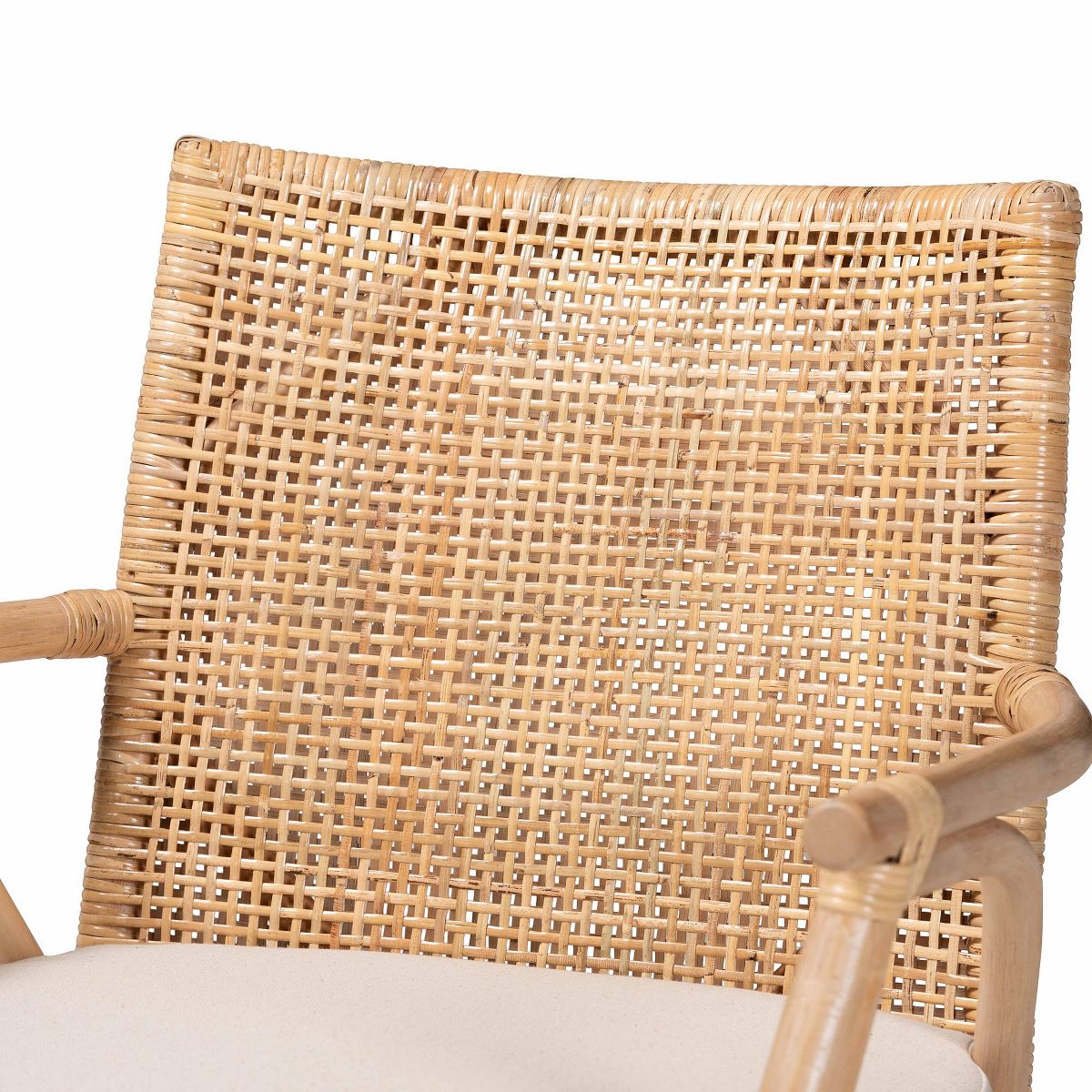 bali & pari Storsel Modern Bohemian Natural Brown Finished Teak Wood and Rattan Dining Chair - thumbnail 6