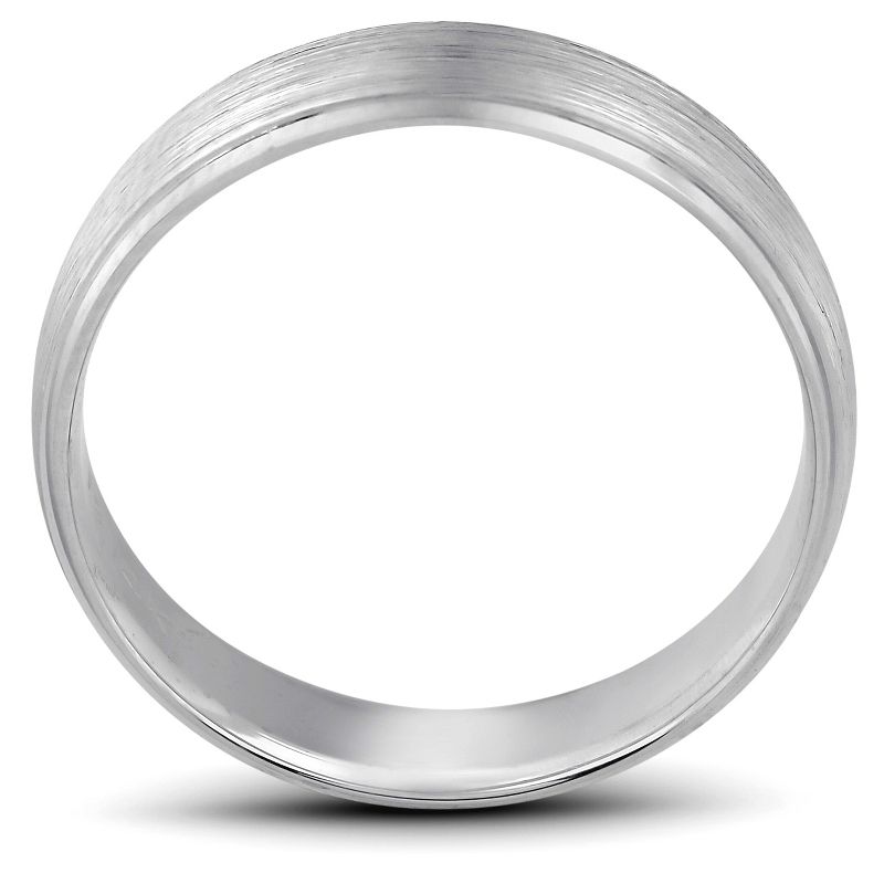 Pompeii3 Platinum Wedding Band Mens Brushed Beveled Ring 6mm Polished Edges, 2 of 4