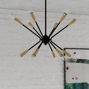 VAXCEL Ellis 12L Black and Brass Sputnik Mid-Century Modern Pendant Light - 1 of 4