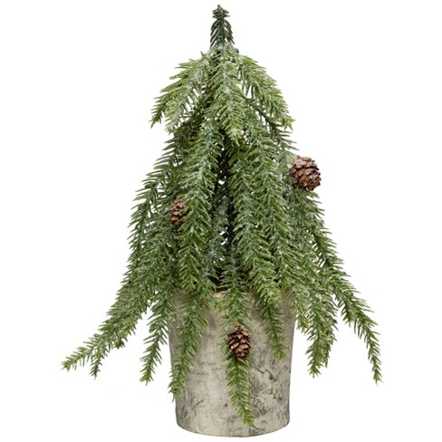 Northlight Icy Pine Mini Christmas Tree with Pine Cones in Faux Birch Wood Pot - 12" - Unlit - image 1 of 4