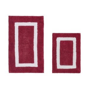 Hotel Bath Rug 100% Premium Cotton Tufted Weave Two Tone Reversible 2 Piece Bathroom Rug Set, Super Soft & Water Absorbent, Machine Washable Bathmat - 1 of 4