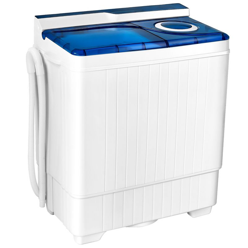 Costway 26lbs Portable Semi-automatic Washing Machine W/Built-in Drain Pump Grey\Blue, 1 of 11