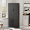 Spassway Black Kitchen Pantry Cabinet Tall Wood Storage Cabinet with Doors and Adjustable Shelves Kitchen Freestanding Cupboard for Dining Room - 3 of 4