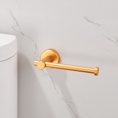 DOMETOUR Toilet Paper Holder Brushed Gold Thicken Space Aluminum Toilet Roll Holder for Bathroom, Kitchen, Washroom Wall Mount