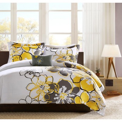 Elegant Vibrant Floral Print Duvet Set, Cozy All Season Home Textile fits Lux Bedroom Decor