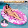 Joyfy Inflatable Pool Floats Lounger, Pool Floaties for Adults Floaty Chair with Cup Holders & Backrest for Sunbathing Water Party, Tropical Leaves - 4 of 4
