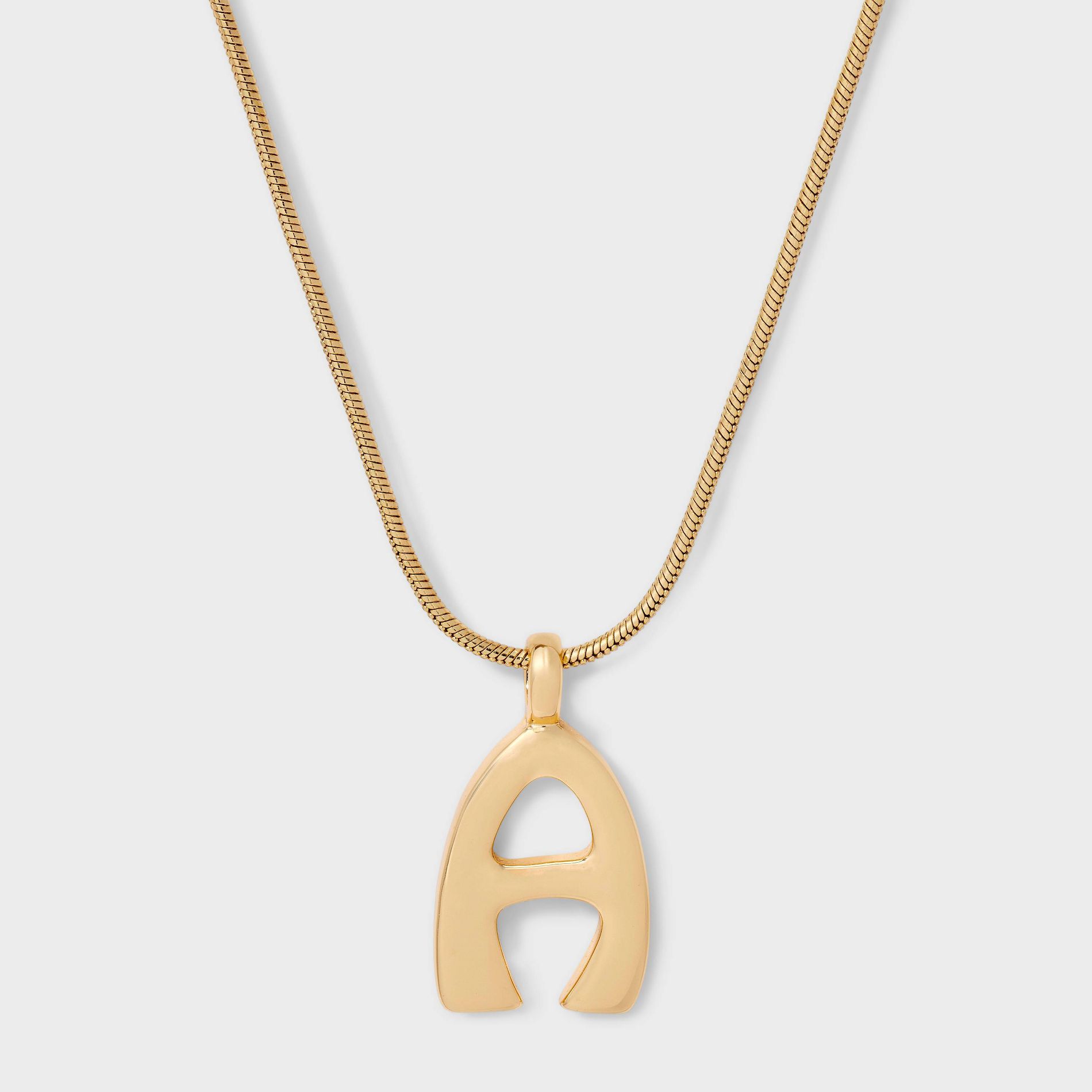 Round Snake Chain Initial Necklace- A New Day™ Gold