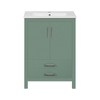 24'' Freestanding Bathroom Vanity with Ceramic Sink,Silver Handles and Soft Closing Doors-Green - 4 of 4