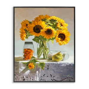 Stupell Industries Farmhouse Sunflower Country Fruit Jars Framed Giclee Art - 1 of 4