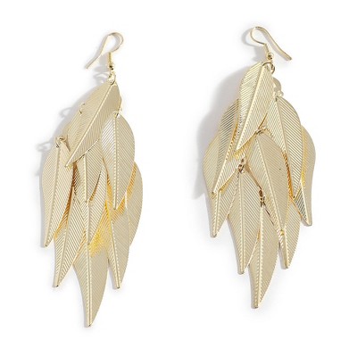 SOHI Women's Gold  Cluster Leaf Drop Earrings