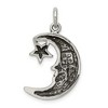 Black Bow Jewelry Sterling Silver 2D Antiqued Crescent Moon and Star Pendant - 3 of 4