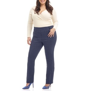 Rekucci Curvy Woman Ease into Comfort Plus Size Straight Pant with Tummy Control - 1 of 4