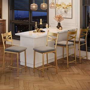 Bar Stools Set of 2/4, 26 Inch Upholstered Bar Stools with Back, Thick Cushion, Counter Height Bar Stairs for Kitchen Island Apartment - 1 of 4