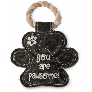 Pavilion Gift Company - Pawprint - 9.5" Canvas Dog Toy on Rope - Pet Toy - 1 of 4