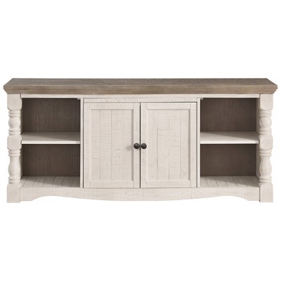 Havalance 67" White and Brown Two-Tone TV Stand with Cabinet