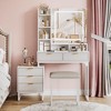 Make Up Vanity Set, Modern Make Up Table with Lighted Mirror, Side Storage Cabinet, White Vanity Desk and Stool - 4 of 4