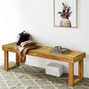 Tangkula Set of 2 Patio Garden Dining Bench Acacia Wood Bench - 2 of 4