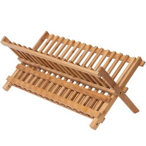 The Lakeside Collection Bamboo Folding Dish Rack with Strainer - 1 of 3