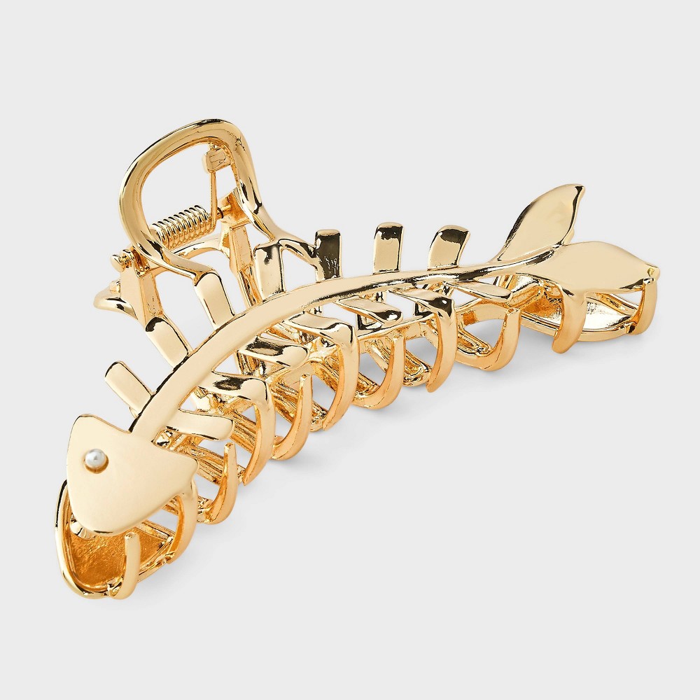 Metal Fish Bone Shaped Claw Hair Clip - Universal Thread™ Gold